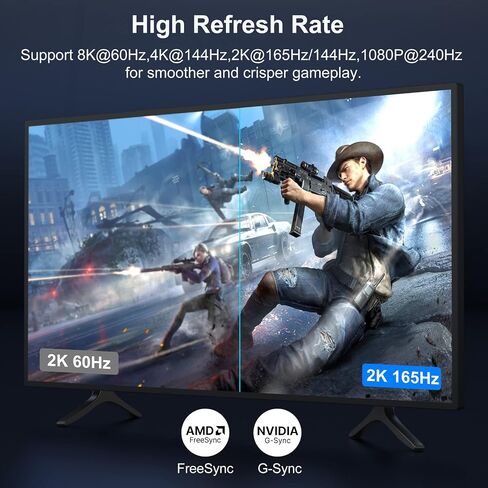 كابل DisplayPort 8K 1.4، منفذ عرض إلى كابل منفذ العرض 6FT (8K@60 هرتز، 4K@144 هرتز، 2K@165 هرتز، 1080P)، HDCP 2.2، 32.4 جيجابت في الثانية، سلك HDR10 DP إلى DP لشاشة الألعاب والرسومات والكمبيوتر الشخصي in Saudi Arabia