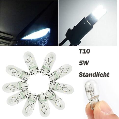 10 قطع T10 LED لمبات، W5W LED لمبة 12 فولت لمبات بيضاء أضواء لوحة وموضع، LED لأضواء السيارة الداخلية خريطة ضوء لوحة الضوء الجانبي in Kuwait