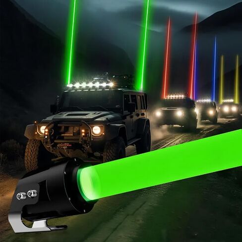 أضواء TUFF SkyTracer Spot Beam Light Pod Whip Light لحشرات الكثبان الرملية ATV UTV جنبًا إلى جنب في الهواء الطلق والزحف على الصخور والقوارب البحرية ذات 4 عجلات والشاحنات وسيارات الدفع الرباعي (مجموعة مكونة من قطعتين) 4 عدسات ملونة in Saudi Arabia