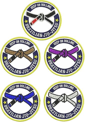 Brazilian/BJJ Jui Jitsu Belt System Iron & Sew On Patch - for Bags, Gi, Clothes - All Grading Colours (Black) in Kuwait