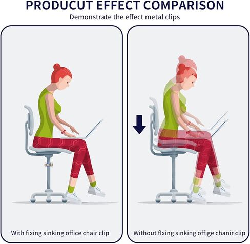 Fix Sinking Office Chair, Adjustable Height 304 Stainless Steel Chair Saver Stopper for Stop Chair Sinking Going Down Sag, with Hexagon Wrench, Cylinder 25-28mm, 0.98-1.1inch, 2pcs in Kuwait