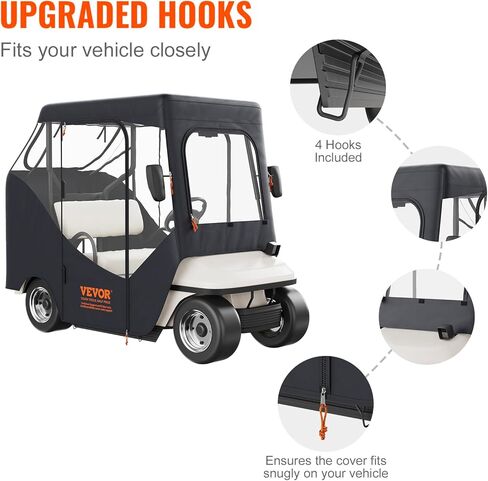 غطاء كامل من البوليستر VEVOR600D، يناسب معظم أغطية سيارات الأندية ذات العلامات التجارية، غطاء عربة جولف خارجي مقاوم للماء والشمس والغبار مع ثلاثة أبواب بسحاب، أسود in Saudi Arabia