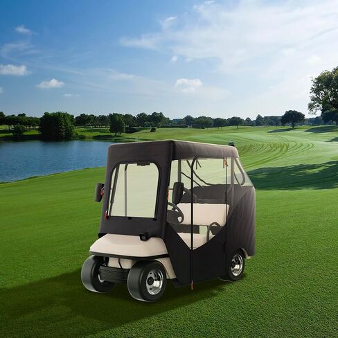 غطاء كامل من البوليستر VEVOR600D، يناسب معظم أغطية سيارات الأندية ذات العلامات التجارية، غطاء عربة جولف خارجي مقاوم للماء والشمس والغبار مع ثلاثة أبواب بسحاب، أسود in Saudi Arabia