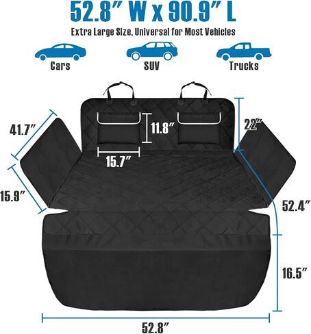 SUV Cargo Liner for Dog, Water-Resistant Dog Cargo Liner with Side Flaps Protector, Non-Slip Dog Trunk Cover with Bumper Flap for SUVs Sedans Vans, Universal Fit Large Size, Black in Saudi Arabia