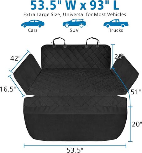 SUV Cargo Liner for Dog, Water-Resistant Dog Cargo Liner with Side Flaps Protector, Non-Slip Dog Trunk Cover with Bumper Flap for SUVs Sedans Vans, Universal Fit Large Size, Black in Saudi Arabia