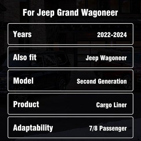 أغطية ظهر المقعد بطانة الحمولة لملحقات Jeep Grand Wagoneer 2022-2024 (تناسب 7 مقاعد)، واقي مسند الظهر لحصيرة صندوق السيارة لجميع الأحوال الجوية خلف الصف الثاني والثالث لـ Wagoneer (لا يناسب Grand Wagoneer L) in Kuwait