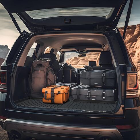 أغطية ظهر المقعد بطانة الحمولة لملحقات Jeep Grand Wagoneer 2022-2024 (تناسب 7 مقاعد)، واقي مسند الظهر لحصيرة صندوق السيارة لجميع الأحوال الجوية خلف الصف الثاني والثالث لـ Wagoneer (لا يناسب Grand Wagoneer L) in Saudi Arabia
