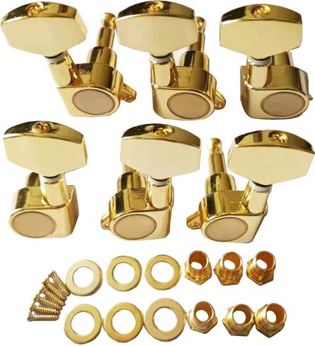 6 Pieces Guitar Machine Heads Knobs Guitar String Tuning Pegs Machine Head Tuners for Electric or Acoustic Guitar 3L 3R Black. in Kuwait