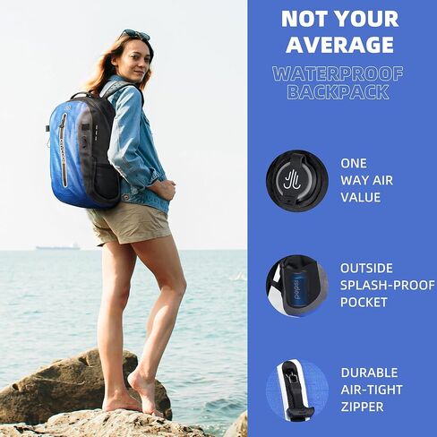 DRYCODE حقيبة جافة مقاومة للماء، خفيفة الوزن من مادة TPU المقاومة للماء مع سحاب محكم، حقيبة ظهر جافة عائمة مع حافظة هاتف للتجديف، التخييم، القوارب، المشي لمسافات طويلة in Kuwait