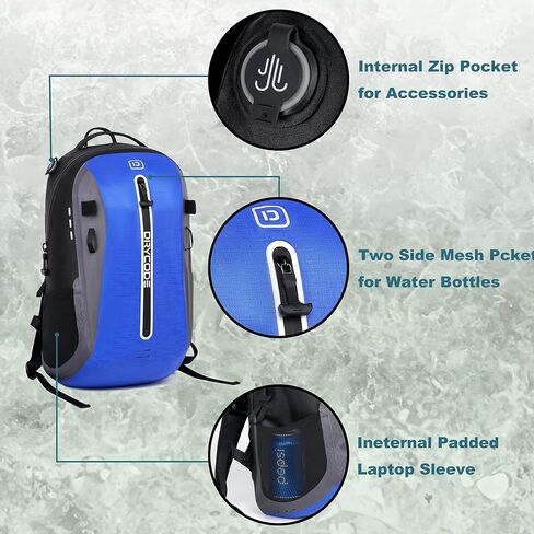 DRYCODE حقيبة جافة مقاومة للماء، خفيفة الوزن من مادة TPU المقاومة للماء مع سحاب محكم، حقيبة ظهر جافة عائمة مع حافظة هاتف للتجديف، التخييم، القوارب، المشي لمسافات طويلة in Kuwait