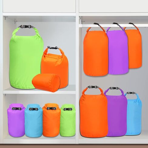 حقيبة جافة مقاومة للماء عبوتين، 10 لتر/20 لتر/40 لتر/70 لتر، كيس جاف خفيف الوزن وقابل للحمل، حقيبة تخزين جافة للحفاظ على نظافة المعدات الجافة للتجديف بالكاياك وصالة الألعاب الرياضية والمشي لمسافات طويلة والسباحة والتخييم (برتقالي، 10 لتر) in Kuwait