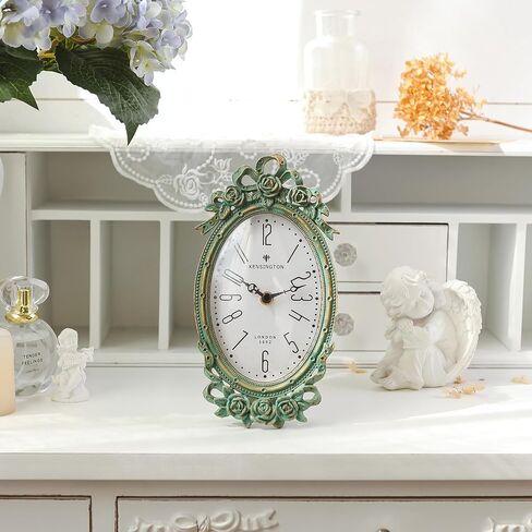 NIKYY Home Vintage Table Clock, Antique Desk Clock Silent Non-Ticking French Style Desk Clock Battery Operated Rustic Distressed Design Chic Home Decor for Living Room, Bedroom, Bedside, Gift Clock in Saudi Arabia