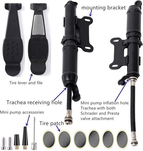 مجموعة أدوات إصلاح إطارات الدراجة من YBEKI - مجموعة أدوات الدراجة مع مضخة صغيرة، أداة متعددة للدراجة، أداة سلسلة لإزالة العجلات الحرة للدراجة، إلخ. ضمان لمدة 6 أشهر in Kuwait