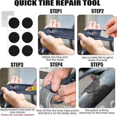 26PCS Bicycle Tire Repair Kit Glueless Bike Tube Patches Inner Tube Flat Tire Repair 24pcs Self Adhesive Bicycle Tire Patches and 2pcs Metal Rasps for Road Mountain and BMX Bicycles in Saudi Arabia