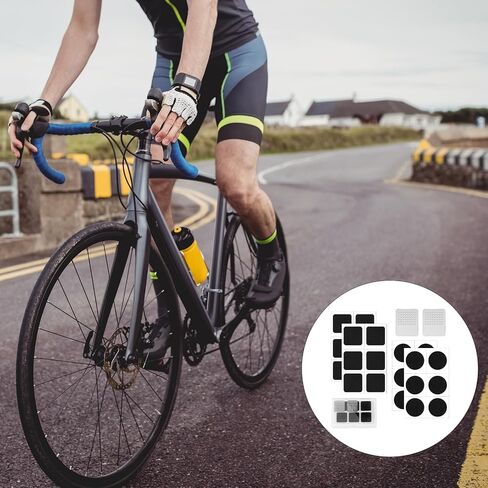 26PCS Bicycle Tire Repair Kit Glueless Bike Tube Patches Inner Tube Flat Tire Repair 24pcs Self Adhesive Bicycle Tire Patches and 2pcs Metal Rasps for Road Mountain and BMX Bicycles in Saudi Arabia
