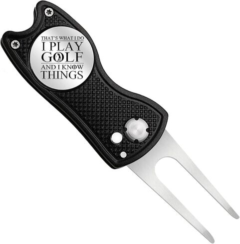 Pishavi I Play Golf and I Know Funny Golf Divot Repair Tool، علامة كرة الجولف للأب، ملحقات الجولف للرجال، هدايا الجولف لزوج الأب الجد، هدايا التقاعد لمحبي الجولف وزملاء العمل in Saudi Arabia
