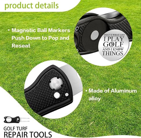 Pishavi I Play Golf and I Know Funny Golf Divot Repair Tool، علامة كرة الجولف للأب، ملحقات الجولف للرجال، هدايا الجولف لزوج الأب الجد، هدايا التقاعد لمحبي الجولف وزملاء العمل in Saudi Arabia