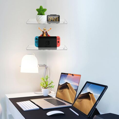 TXEsign 10 بوصة أكريليك جدار جبل رف زاوية عائم رف معلق جدار عرض حامل منظم للحمام المطبخ غرفة النوم غرفة المعيشة in Saudi Arabia