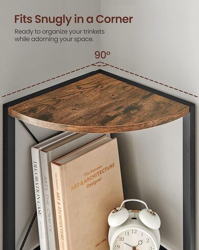 رف زاوية من 5 طبقات من VASAGLE، رف كتب بطول 63 بوصة، رف تخزين زاوية، حامل رف زاوية، لغرفة المعيشة والحمام والمطبخ وغرفة النوم والمكتب المنزلي، سهل التجميع، بني ريفي وأسود ULLS805B01 in Kuwait