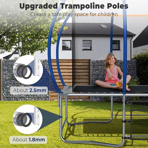 Rectangle 8FT x 14FT Pumpkin Trampoline for Kids and Adults, Rectangular Trampolines with Curved Poles, Outdoor Trampoline with Light, Sprinkler, Soccer and Storage Bag in Saudi Arabia