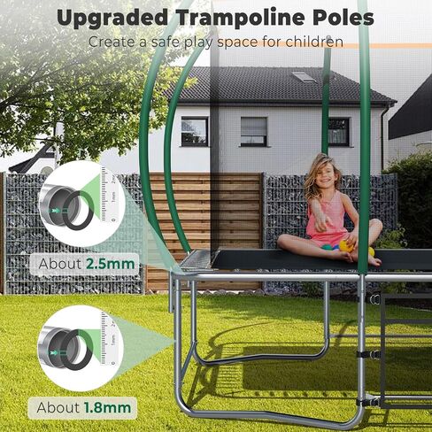 Rectangle 8FT x 14FT Pumpkin Trampoline for Kids and Adults, Rectangular Trampolines with Curved Poles, Outdoor Trampoline with Light, Sprinkler, Soccer and Storage Bag in Saudi Arabia