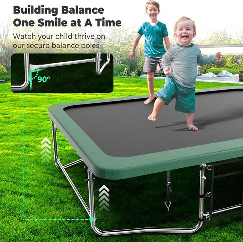 Rectangle 8FT x 14FT Pumpkin Trampoline for Kids and Adults, Rectangular Trampolines with Curved Poles, Outdoor Trampoline with Light, Sprinkler, Soccer and Storage Bag in Saudi Arabia