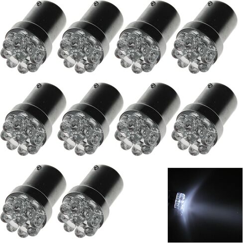 أبيض Rv 1156 P21W وقوف السيارات الخلفي Blub في الخط LED 9 بواعث DC 12V 1073 1619 7527 89 5007 D025-W (حزمة من 10) in Saudi Arabia