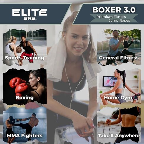 EliteSRS 10 أقدام في الهواء الطلق مصنف 5 مم بولي كلوريد الفينيل، حبل القفز الملاكم 3.0 مع مقابض بوليمر ناعمة ومقابض مريحة مقاومة للانزلاق in Kuwait
