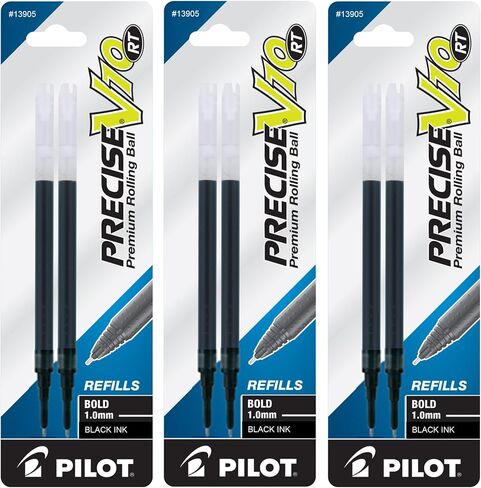 PILOT Precise V10 RT Ink Refills for Bold Retractable Pens, 1.0 mm, Black Ink, 3 Pack in Saudi Arabia