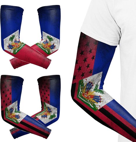 Flag Cooling Arm Sleeves Cover Uv Sun Protection Arm Sun Sleeves for Men Women Running Golf Cycling 2 Pair in Saudi Arabia