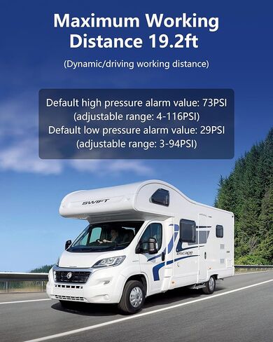 Upgrade RV Tire Pressure Monitoring System 【2/4/6 Wheel Mode】 Wireless Solar TPMS with 6 External Sensors TPMS Tire Pressure Monitor System USB Charging for RVs Trailers (0-102 PSI) in Kuwait