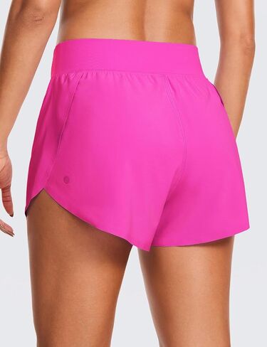 CRZ YOGA High Waisted Split Running Shorts for Women 3" - Comfy Mesh Liner for Workout Athletic Gym Track Quick Dry in Saudi Arabia