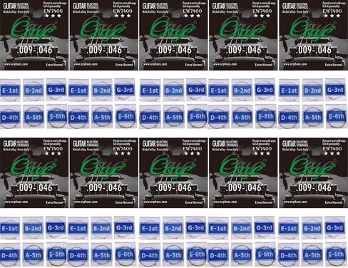 10 حزم مجموعة كاملة أورفي كاي EW7400 سبائك النيكل الفولاذ المقاوم للصدأ سلاسل الغيتار الكهربائي اضافية عادية 009-046 in Kuwait