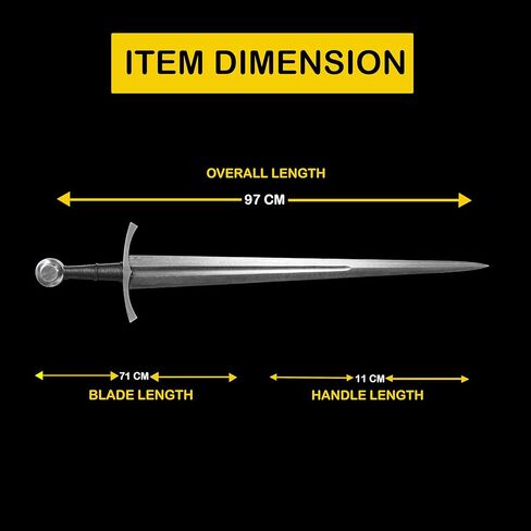 SHING'S-SWORD سيف الفايكنج في العصور الوسطى بطول 28 بوصة - مصنوع من الفولاذ الماليزي مصنوع يدويًا ومتوازن in Kuwait