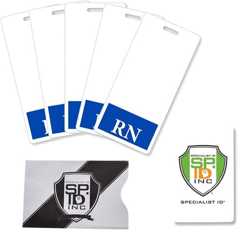 RN Badge Buddy - عمودي - بطاقات شديدة التحمل مقاومة للانسكاب والتمزق - مزدوجة الجوانب - معرف معرف سريع الأدوار للممرضات المسجلات - مطبوعة في الولايات المتحدة الأمريكية بواسطة معرف متخصص (أزرق) in Kuwait