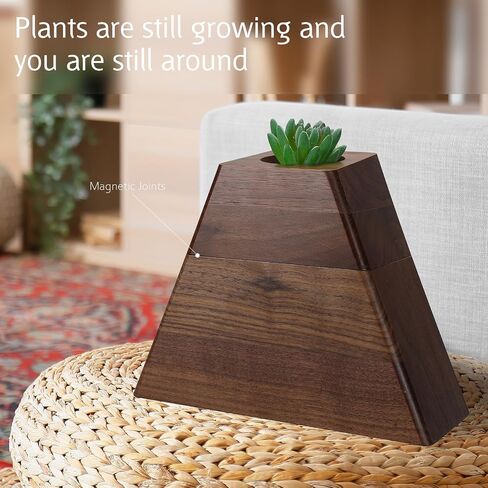 Decorative Urns with Ceramic Pot Solid Wooden Plant Urn with Magnetic Joint Cremation Boxes for Human Ashes Funeral Handcrafted Wood Urn Planter Large Urn Interior for Adult Pets in Saudi Arabia
