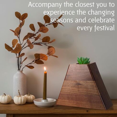 Decorative Urns with Ceramic Pot Solid Wooden Plant Urn with Magnetic Joint Cremation Boxes for Human Ashes Funeral Handcrafted Wood Urn Planter Large Urn Interior for Adult Pets in Saudi Arabia
