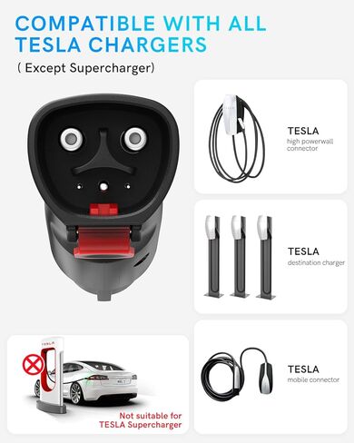 محول Tesla إلى J1772 - محول شحن Tesla إلى J1772 مع قفل أمان لـ J1772 EVs وPHEVs، حتى 60A/250V AC، محول شاحن Tesla لشاحن وجهة موصل الهاتف المحمول Tesla in Kuwait
