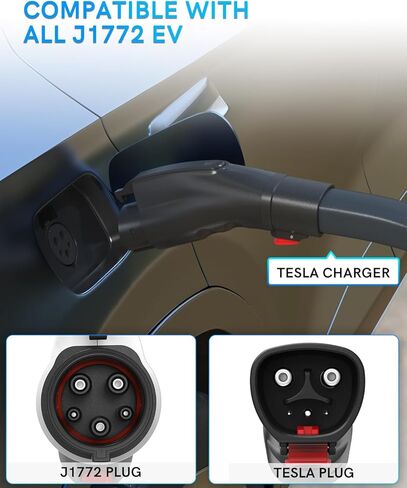محول Tesla إلى J1772 - محول شحن Tesla إلى J1772 مع قفل أمان لـ J1772 EVs وPHEVs، حتى 60A/250V AC، محول شاحن Tesla لشاحن وجهة موصل الهاتف المحمول Tesla in Kuwait