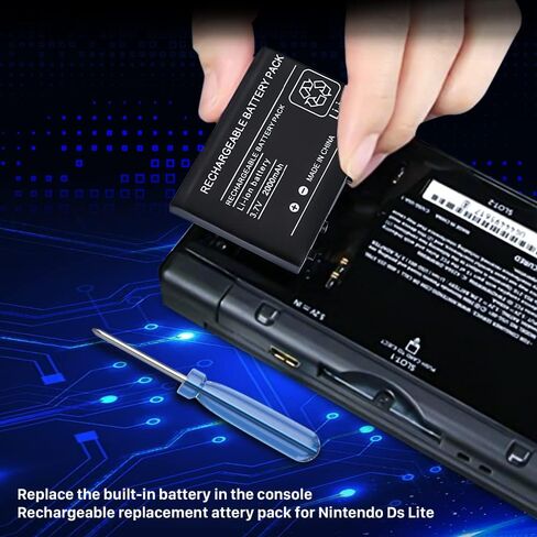 بطارية SHENMZ DS Lite، USG-003 3.7V 2000mAh بديلة لبطارية Nintendo DS Lite، بطارية مشغل ألعاب NDSL، مع مجموعة أدوات إصلاح (ليست لنينتندو DSi، DSi XL، DSi LL) in Kuwait
