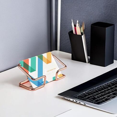 Desktop Business Card Holder, Metal Business Card Holder Display, Business Card Stands for Desk, 1 Pack, Rose Gold in Saudi Arabia