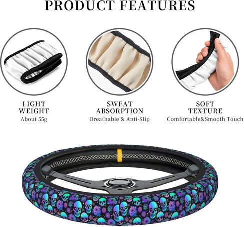 Green Floral Auto Car Steering Wheel Cover Universal 15 Inch Neoprene Interior Decor Protection Accessories in Saudi Arabia