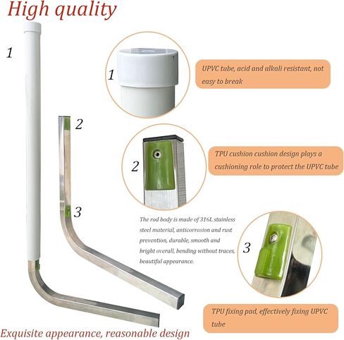 Boat Trailer Guide 60",316L Stainless Steel Trailer Post Guide on,White UPVC Tube Trailer Guide Bars,Suitable for Boats,Canoe,Fishing Boat,Kayak,Ski Boat and More in Kuwait