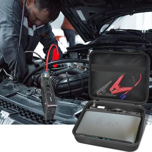 Case Compatible with Halo Bolt Air 58830 Mwh/for ACDC Max 55500 mWh/for Air+ Portable Emergency Power Kit with Dividers, Jump Starter Storage Holder Bag for AC Inverter and Accessories-Black in Kuwait