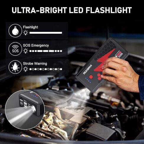 3000A Peak Car Battery Jump Starter, Up to 10.0L Gas and 8.0L Diesel Engines, ATKMAYI 20000mah Car Battery Booster Pack, Portable Jump Starter Box with Type-C Quick Charger 3.0 and LED Light in Saudi Arabia