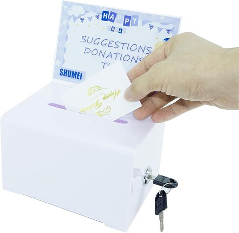 Donation Ballot Box with Lock - Secure Suggestion Box Perfect for Business Cards (White 4 pieces) in Saudi Arabia