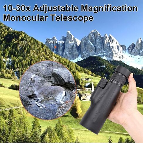 10-30X50 HD Monocular Telescope Professional Larger Vision High Powered Cosmic Scope with Smartphone Adapter Nitrogen-Filled Waterproof Zoom Telescope for Outdoor Wildlife Bird Watching in Kuwait