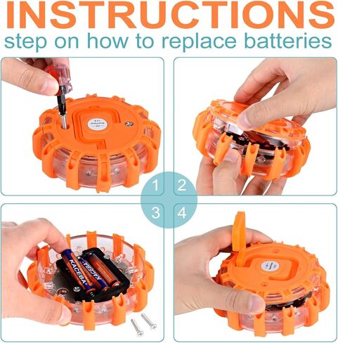 LINKITOM 6 عبوات من مصابيح LED المضيئة للطريق، مصابيح تحذيرية وامضة للسلامة في حالات الطوارئ مع 9 أوضاع فلاش وقاعدة مغناطيسية وخطاف للشاحنات والمركبات والقوارب in Kuwait