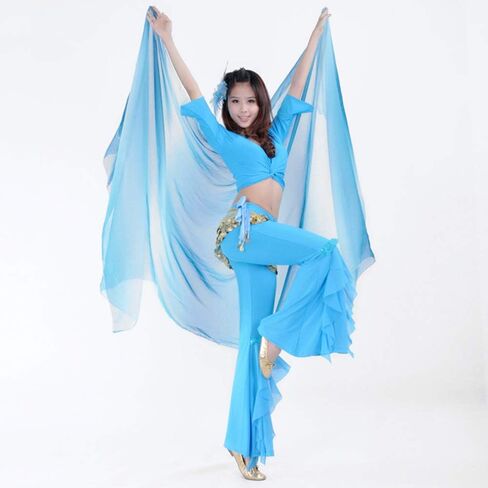2Pcs Silk Veils Poi Chain Balls Women Belly Dance Poi Streamer Throw Ball Stage Props in Saudi Arabia