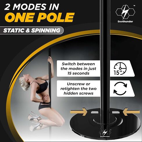 Fitness Poles for Home, Professional Stripper Pole Spinning & Static 45mm Removable Pole Kit for Home, Gym, Club, Party w/Carry Bag, Tools and Lights | Spinning Stripping Pole Portable. in Kuwait